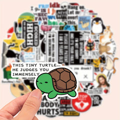 Humorous Stickers Set - Playful Cats, Penguins, Dogs & I Love You Phrases