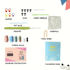 Crochet Beginners Kit with English Manual - DIY Cartoon Doll Yarn Set