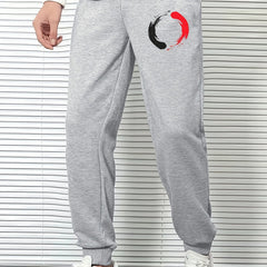 Red Print Men's Sports Trousers for Spring Summer Autumn