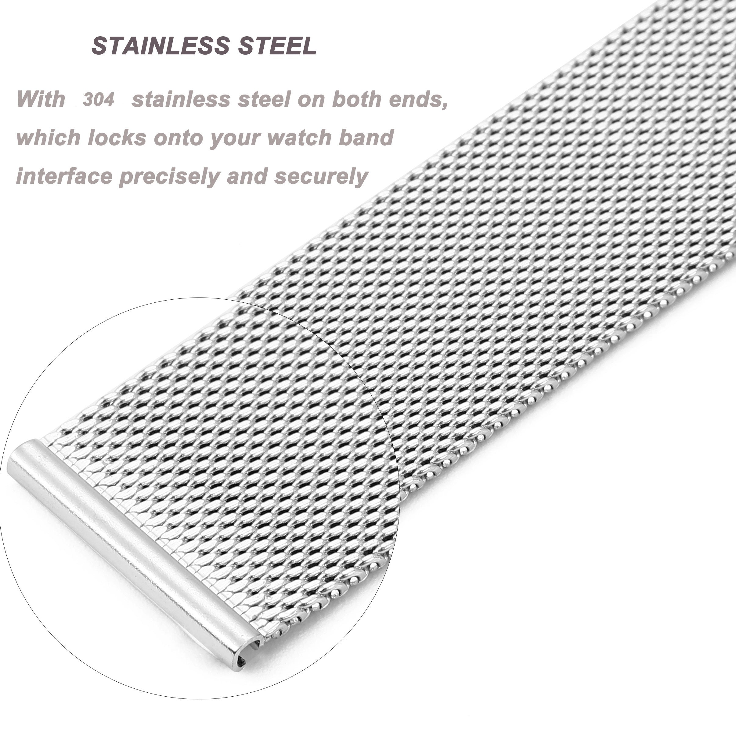 Casual Business Silver Stainless Steel Watch Strap