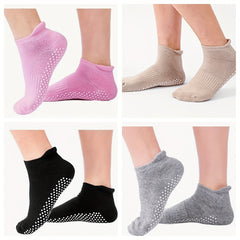 4 Pairs Non Slip Yoga Grip Socks for Women Barre Dance Anti Skid Socks