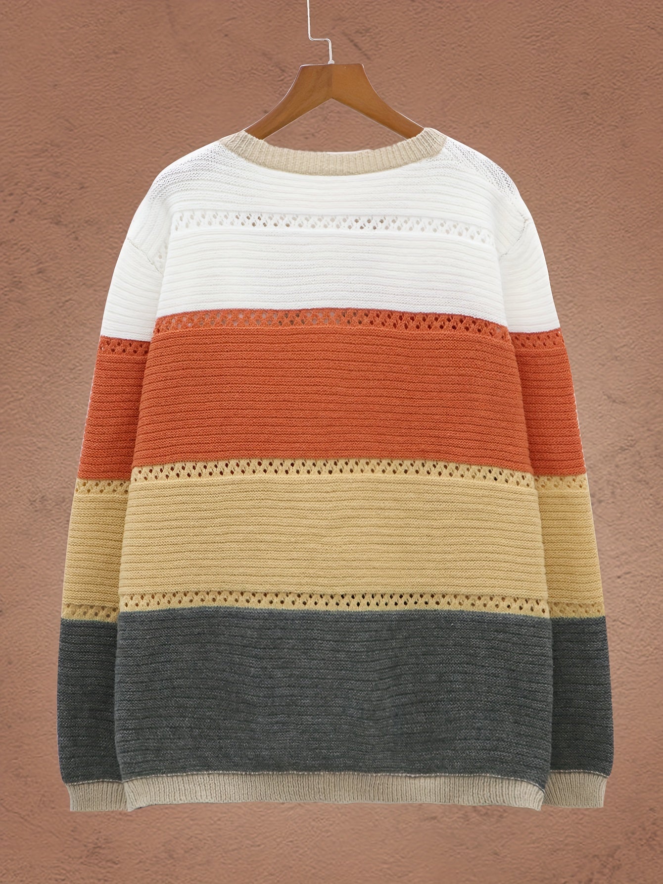 Colorblock Pointelle Long Sleeve Cardigan