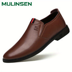 Men's No Tie Leather Slip On Shoes Smart Casual Outdoor Walking Shoes
