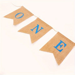 Burlap Dovetail Flag 1st Birthday Party Decoration Banner