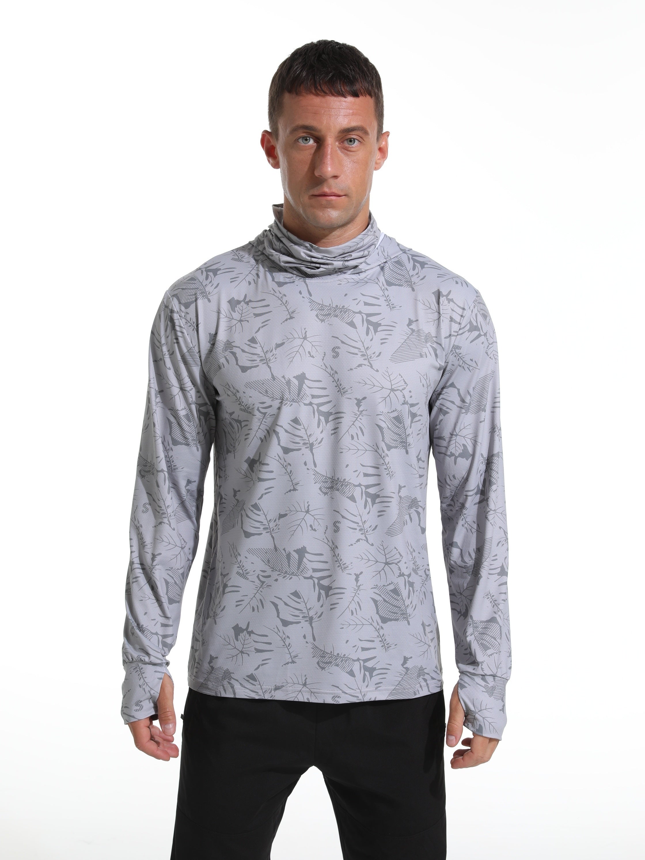 Men's Ice Silk Long Sleeve Sun Shirt Quick Dry Rash Guard