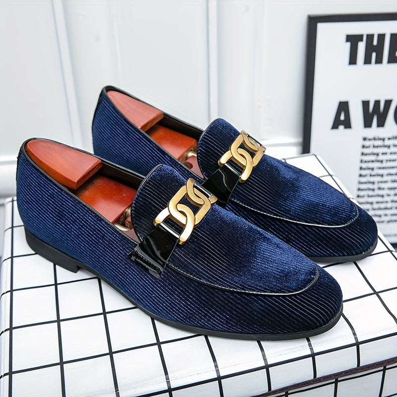 Men's Vintage Loafer Shoes Slip on Loafers With Golden Buckle