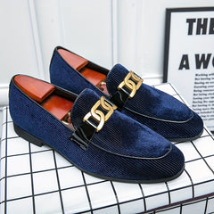 Men's Vintage Loafer Shoes Slip on Loafers With Golden Buckle