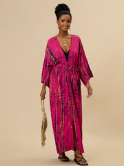 Tie Dye Long Sleeve Boho Cover Up Robe