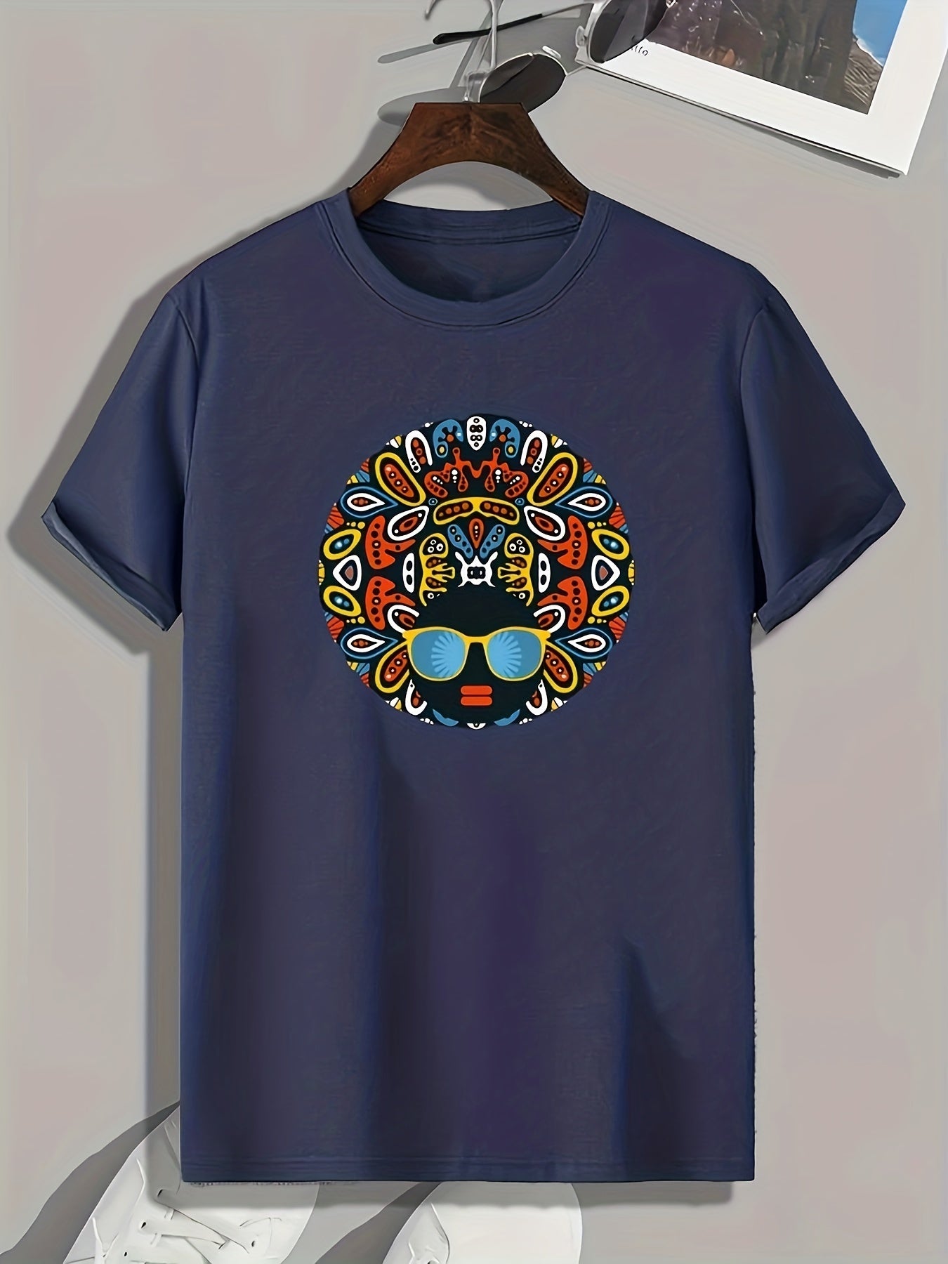 Men's Pattern Print Sports T-shirt for Fitness Activities