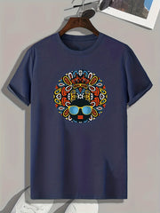 Men's Pattern Print Sports T-shirt for Fitness Activities