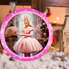 Pink Princess Christmas Suncatcher Hanging Decor