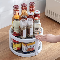 Double Layer Round Turntable Kitchen Storage Tray