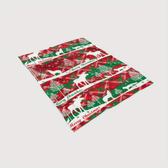 Christmas Reindeer Print Flannel Blanket Soft Warm Lightweight Blanket