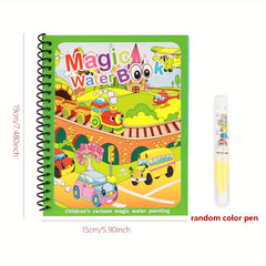 4pcs Reusable Watercolor Book Set with Pens Animal and Marine Life Themes