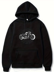 Motorcycle & Letter Print Hoodies For Men Graphic Sweatshirt