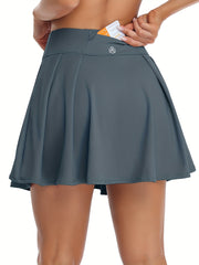2 in 1 High Waist Tennis Skirts Inner Pocket Summer Outdoor Golf Skirt