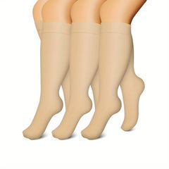 3 Pairs Plus Size Compression Socks 15-20 mmHg for Wide Calf Women & Men