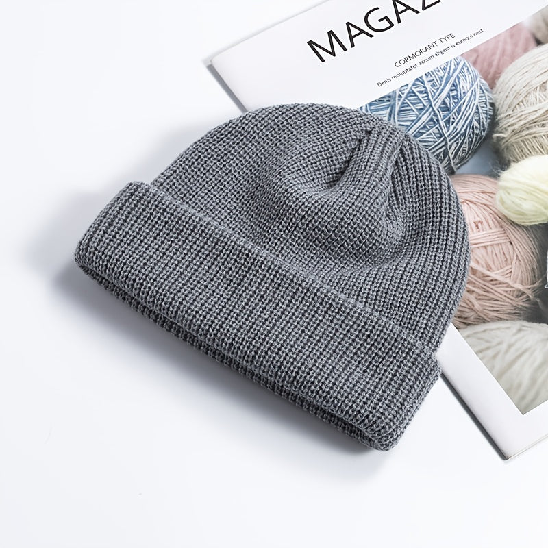 Retro Cotton Brimless Flip up Hat - Adjustable Rolled Cuff
