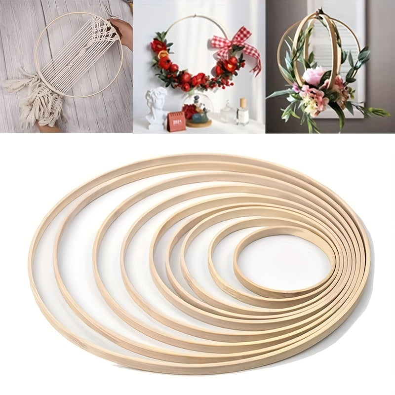 5pcs Wooden DIY Embroidery Hoop Cross Stitch Bamboo Circle Ring