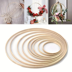5pcs Wooden DIY Embroidery Hoop Cross Stitch Bamboo Circle Ring