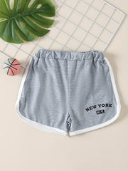Girls' Letter Print High Waisted Track Shorts