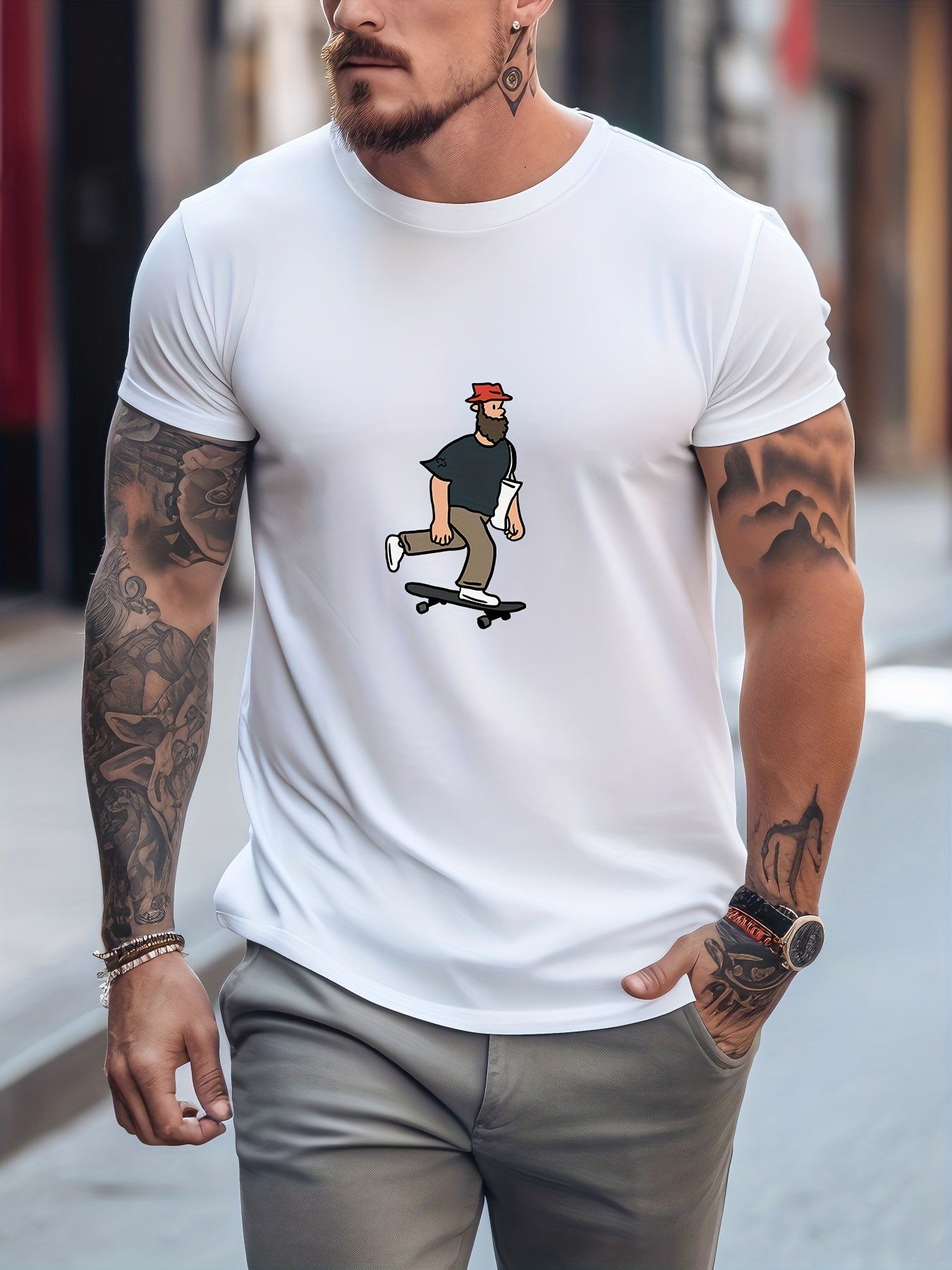Men's Printed Sports T-Shirt Casual Stretch Tee Shirt For Summer