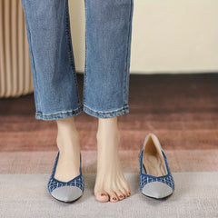 Chunky Heeled Pumps Colorblock Slip-on Knit High Heels
