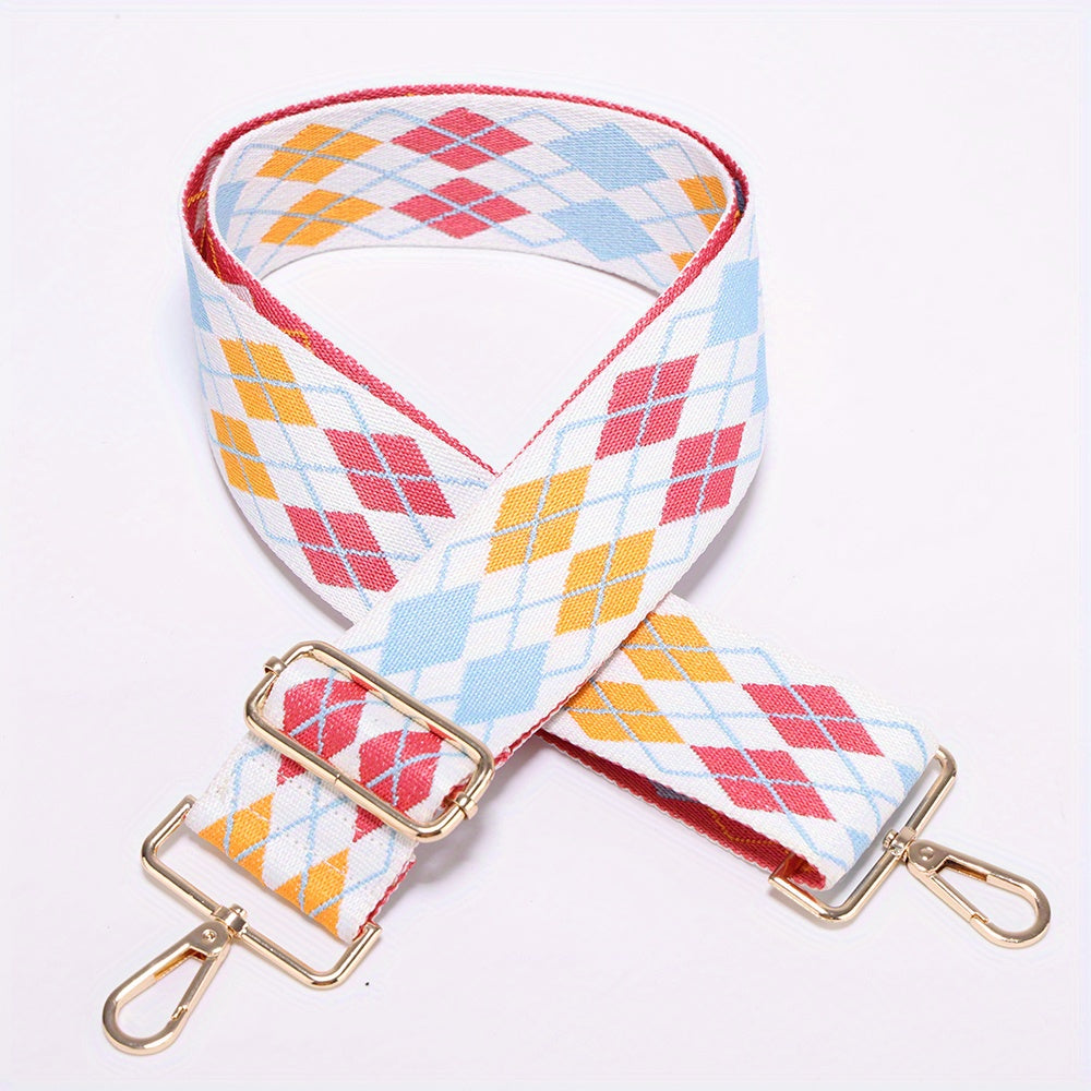 Colorful Geometric Pattern Bag Strap Lightweight Adjustable Travel Accessories