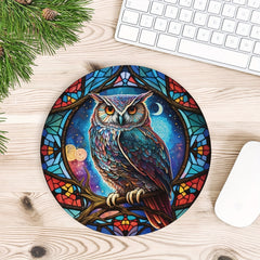 Owl Gaming Mouse Pad for Women/Girls Round Mousepad Non-slip Rubber Mat