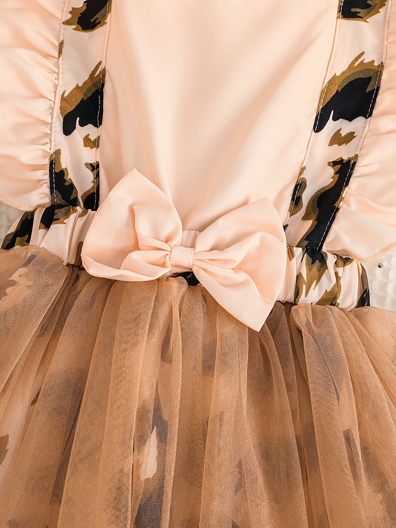 Girls Leopard Tulle Splicing Princess Dress