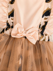 Girls Leopard Tulle Splicing Princess Dress