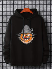 Men's Pumpkin Graphic Hoodie Halloween Style Drawstring Hooded Sweatshirt