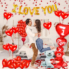 1058pcs Red Heart Balloons Heart Bear Balloons Balloons Set