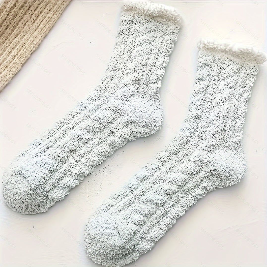 4 Pairs Winter Warm Fluffy Socks Thick Thermal Soft Coldproof Crew Socks