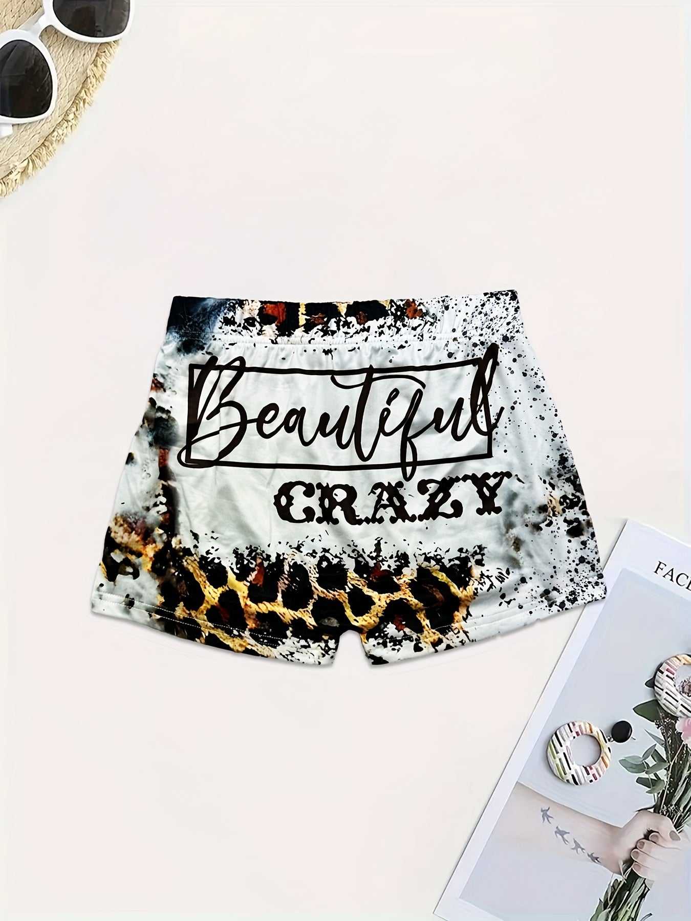 Letter Print Skinny Shorts for Women