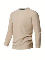 Men's Crew Neck Knit Sweatshirt Pullover Solid Sweatshirts Spring Fall Tops