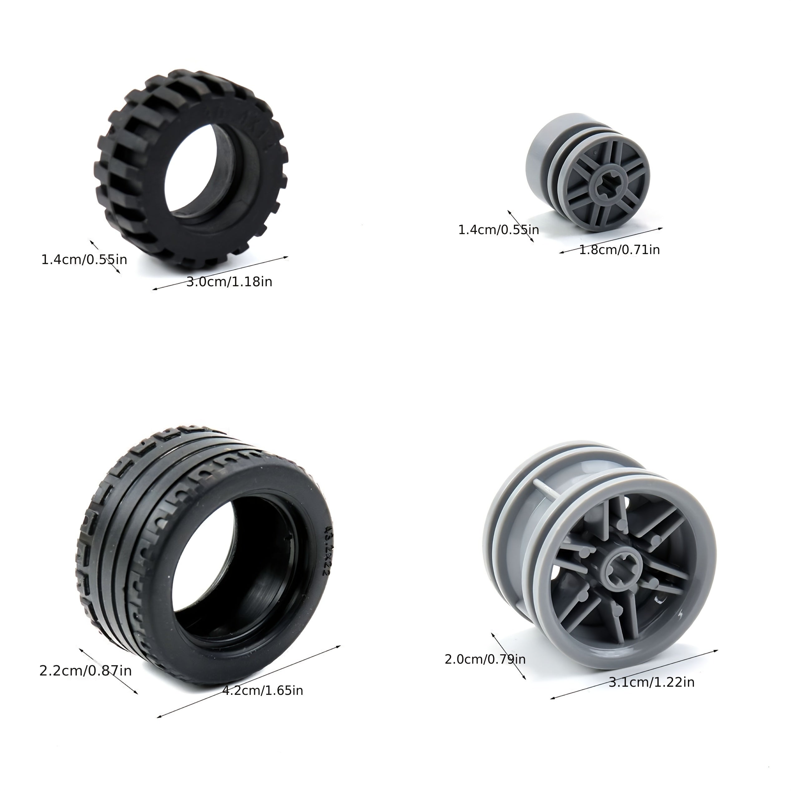 68pcs High Tech Building Blocks Gears Tires Tracks Wheels Accessories Pack
