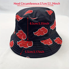 Red Cloud Print Bucket Hat Hip Hop Unisex Lightweight Sunscreen