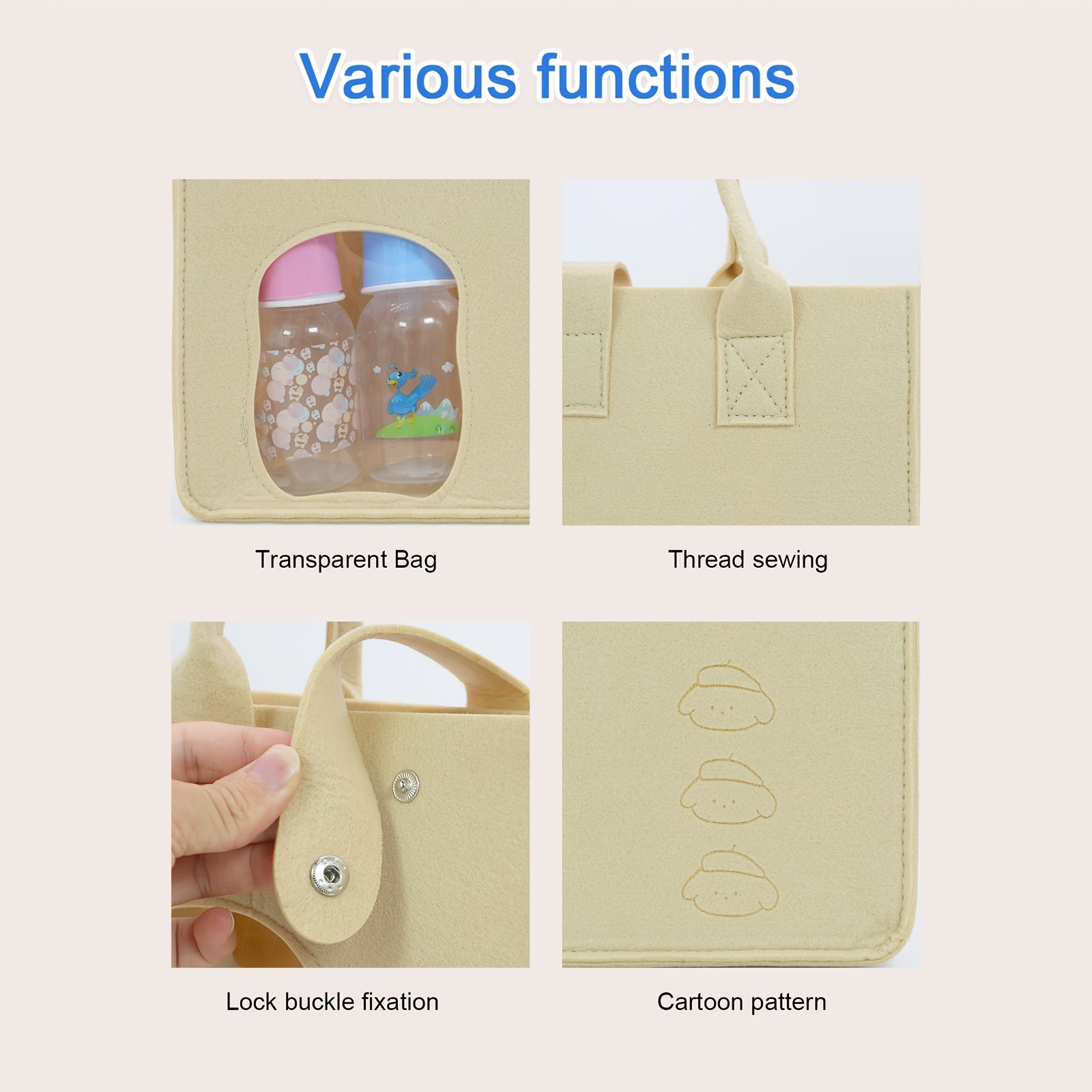 Visible Felt Diaper Caddy Mommy Bag Portable Storage Organizer with Car Rack