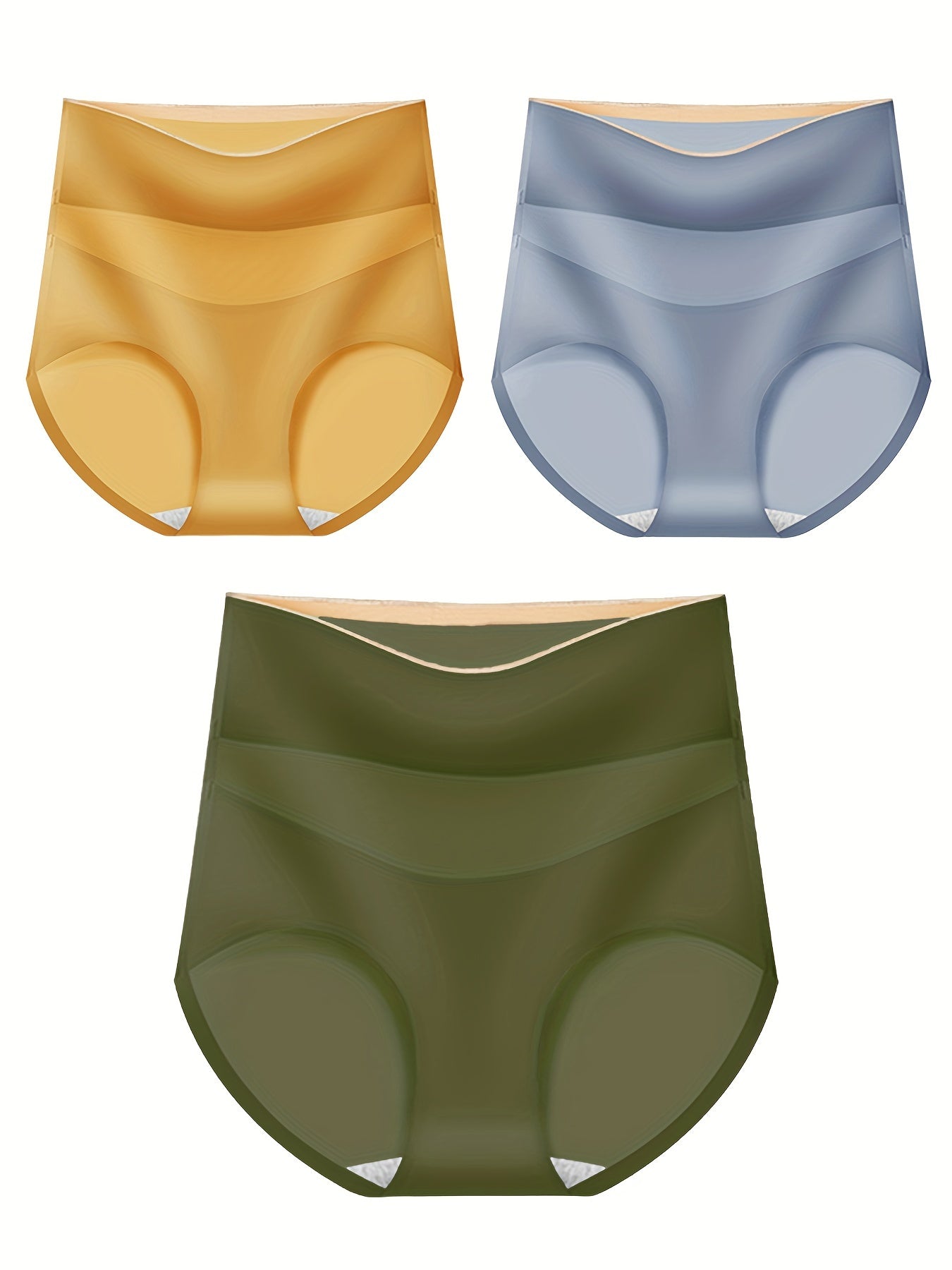 3pcs Mesh Stitching Briefs High Waist Stretchy Panties Women's Lingerie