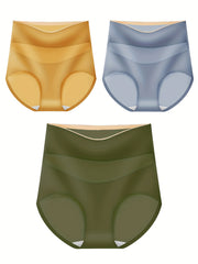 3pcs Mesh Stitching Briefs High Waist Stretchy Panties Women's Lingerie