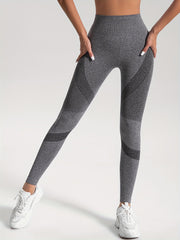 Stretchy Knit High-Waisted Leggings for Yoga and Running