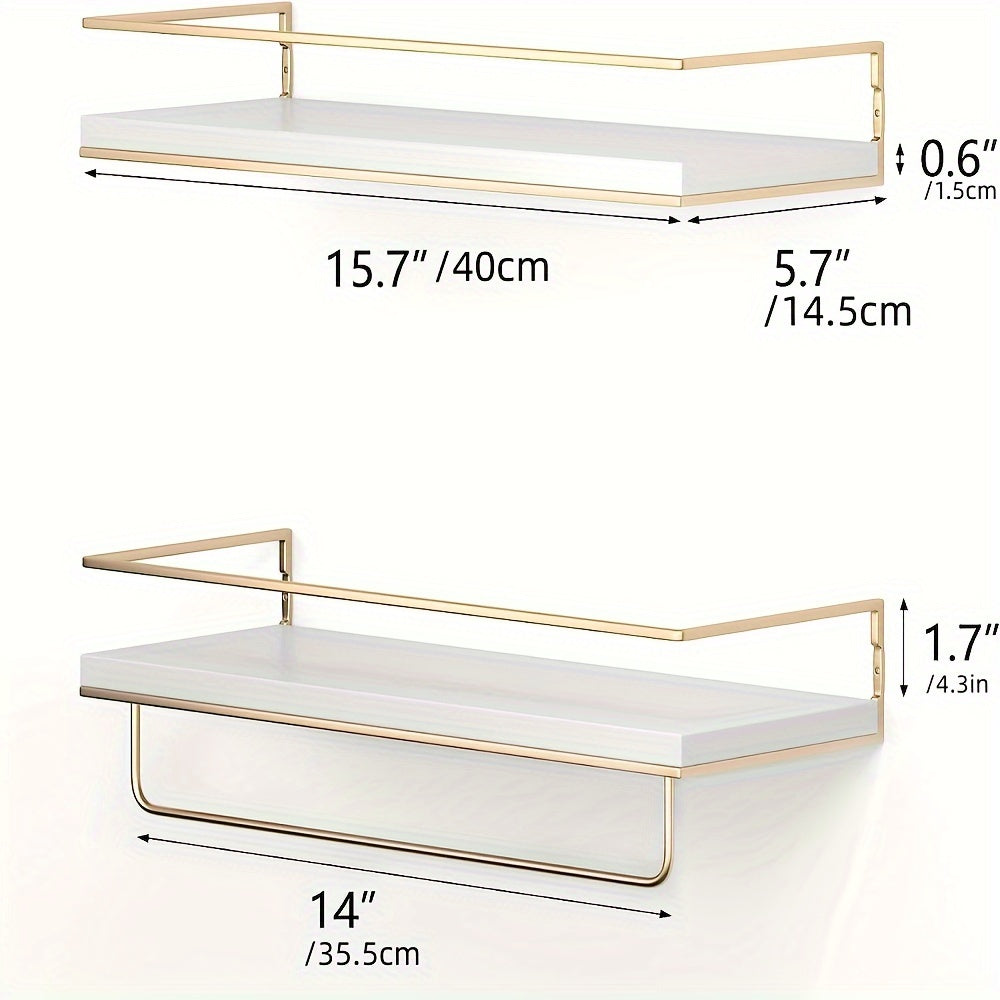 Golden Double Layer Storage Rack Wall Mounted Hook Rack