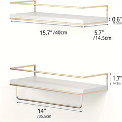 Golden Double Layer Storage Rack Wall Mounted Hook Rack