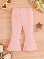 Toddler Baby Girl's Flared Pants 3pcs Outfit Ribbed Knit Leggings