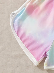 Toddler Girls Tie Dye Ice Cream Cat Romper Jumpsuit