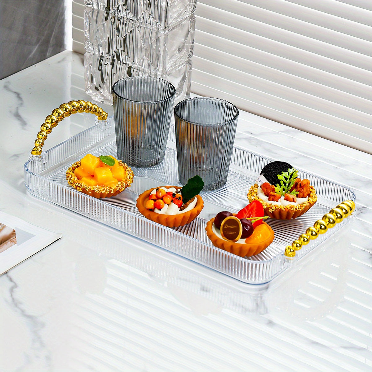 Rectangular Tray with Double Handles for Home Use