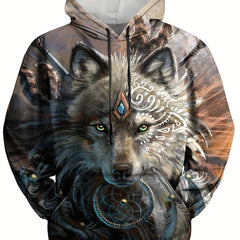 Men's Graphic 3D Print Hoodie Loose Pullover Autumn Winter Hooded Sweatshirt