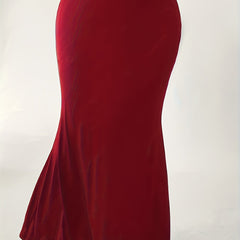 Sexy Mermaid Maxi Skirt Solid Elastic High Rise Stretch