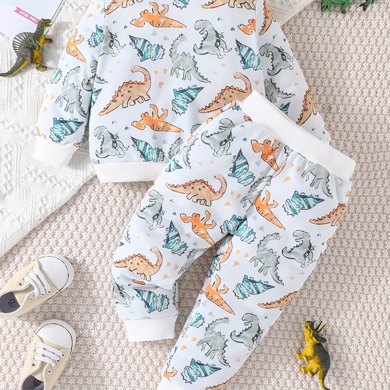 Dino Baby Boy's 2pc Sweatshirt & Sweatpants Set Casual Outfits
